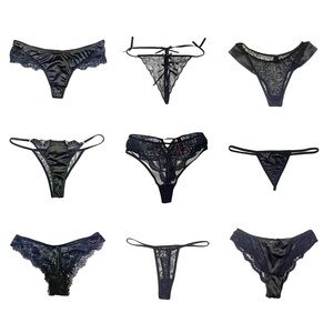 Black Sexy Lace Lingerie Panty Bundle of 9 — New — Small